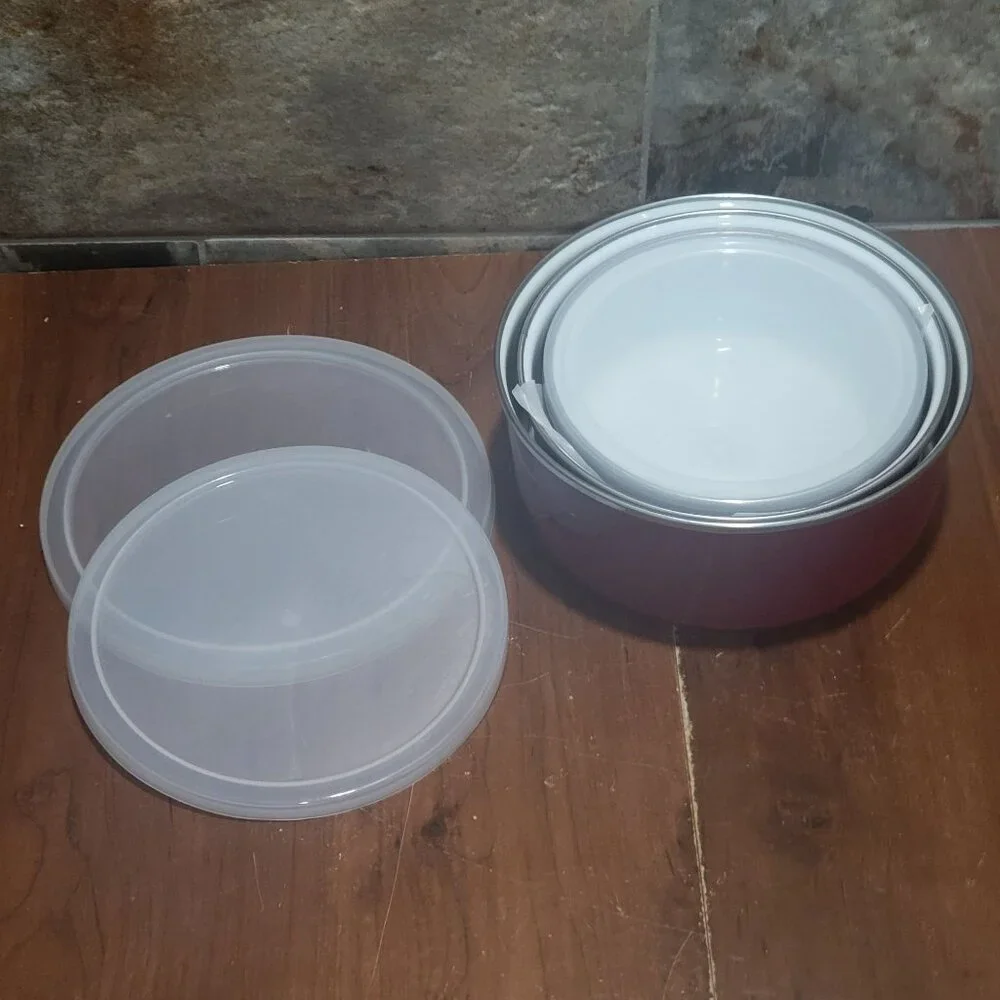 Stainless Steel Food Container Storage Red Mixing Bowl Set Nested 3 Serve Bowl S